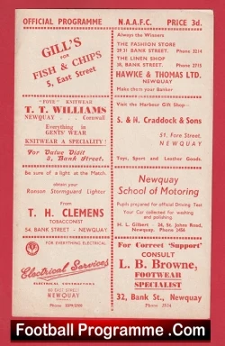 Newquay v St Eval 1960s ? - Amateur League - football programme