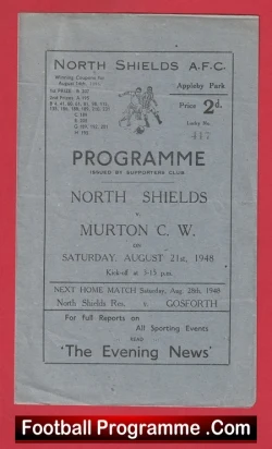 North Shields v Murton CW 1948 - 1940s Programmes - football programme