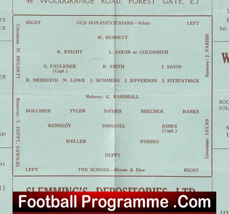 Old Bonaventurians v The Grammar School 1954 - Forest Gate - Image 3