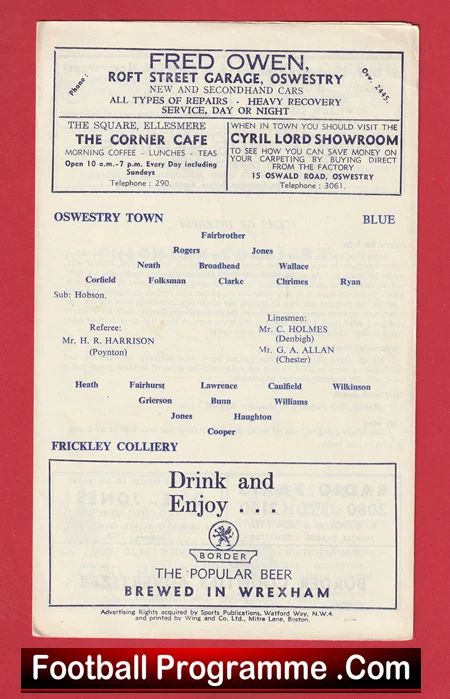 Oswestry Town v Frickley Colliery 1967 - Image 3