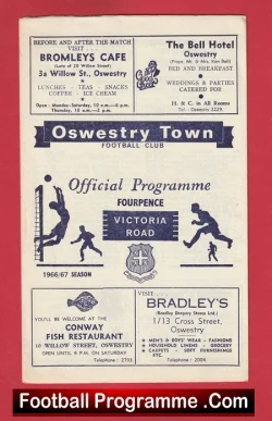 Oswestry Town v Frickley Colliery 1967 - football programme