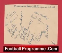 Plymouth Argyle Football Club Multi Autographed Signed Sheet 1946 1947