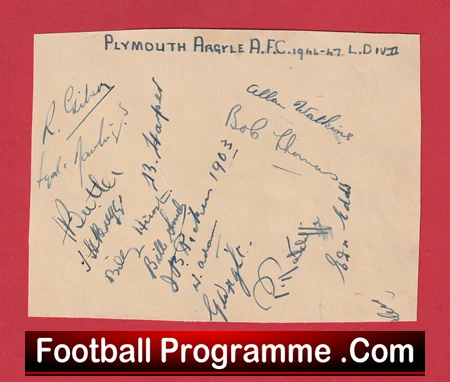 Plymouth Argyle Football Club Multi Autographed Signed Sheet 1946 1947 - Image 2