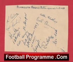 Plymouth Argyle Football Club Multi Autographed Signed Sheet 1946 1947 - football programme