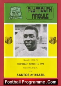 Plymouth Argyle v Santos 1973 – PELE Friendly Brazil Multi Signed