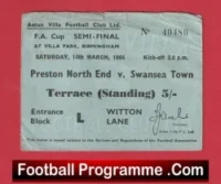 Preston North End v Swansea Town 1964 – FA Cup Semi Final Ticket