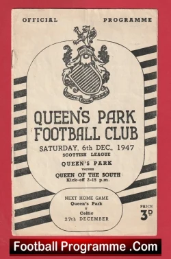 Queens Park v Queen Of The South 1947 - Scotland 1940s - football programme