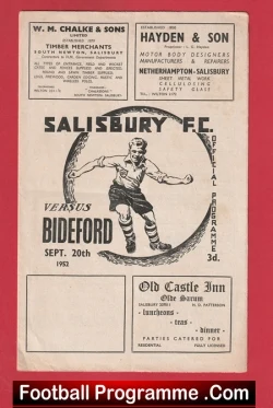 Salisbury Town v Bideford 1952 - 1950s - football programme