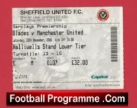 Sheffield United v Manchester United 2006 – Match Ticket
