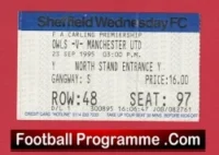 Sheffield Wednesday v Manchester United 1995 – Football Ticket