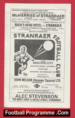 Stranraer v Brechin 1977 - Stair Park Scotland - football programme