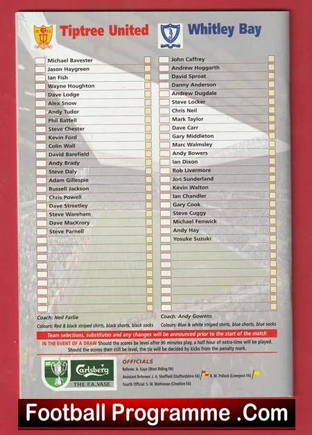 Tiptree United v Whitley Bay 2002 - Vase Cup Final Villa Park - Image 3