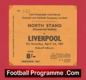 Tottenham Hotspur v Liverpool 1967 – Old Football Tickets