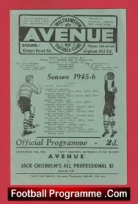 Walthamstow Avenue v Jack Chisholm All Professional XI 1945