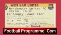 West Ham United v Manchester United 2006 – Football Ticket