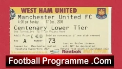 West Ham United v Manchester United 2006 - Football Ticket - football memorabilia