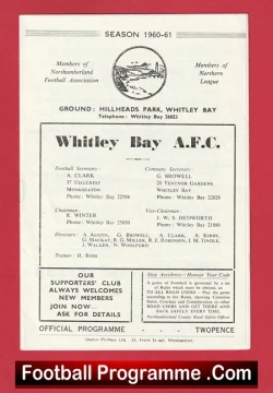 Whitley Bay v Newburn 1961 - Northumberland Senior Cup - football programme