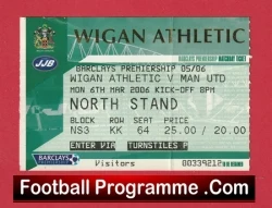 Wigan Athletic v Manchester United 2006 - Football Ticket - football memorabilia