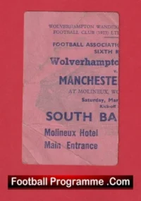 Wolves v Manchester United 1965 – 1960s FA Cup Football Ticket