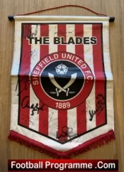 Sheffield United Football Club Multi Autographed Signed Old Pennant Flag
