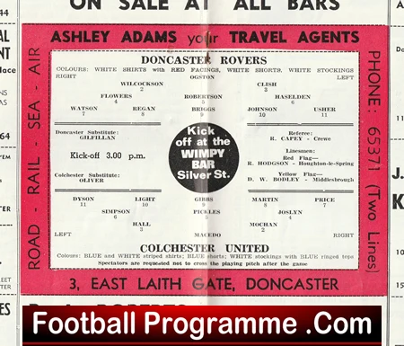Doncaster Rovers v Colchester United 1969 - Image 3