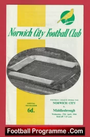 Norwich City v Middlesbrough 1966