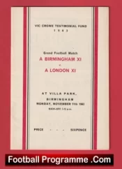 Vic Crowe Testimonial Benefit Game Birmingham City 1963