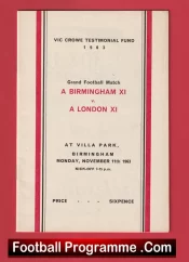 Vic Crowe Testimonial Benefit Game Birmingham City 1963