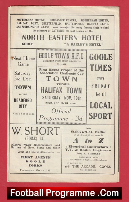 Goole Town v Halifax Town 1955 - First Time League Team FA Cup - Image 2