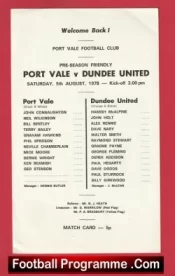 Port Vale v Dundee United 1978 – Pre Season Friendly