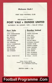 Port Vale v Dundee United 1978 – Pre Season Friendly