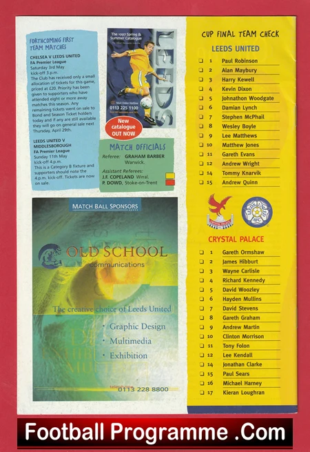 Leeds United v Crystal Palace 1997 - Youth Cup Final First Leg - Image 3