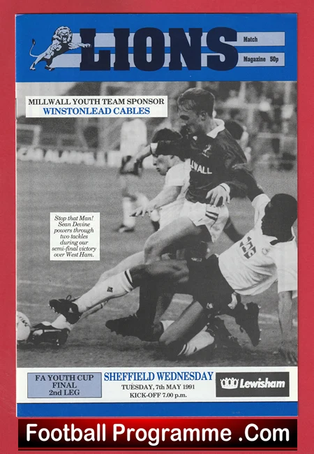 Millwall v Sheffield Wednesday 1991 - Youth Cup Final 2nd Leg - Image 2