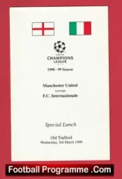 Manchester United v Inter Milan 1999 – Official Man Utd Menu