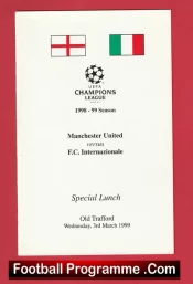 Manchester United v Inter Milan 1999 – Official Man Utd Menu