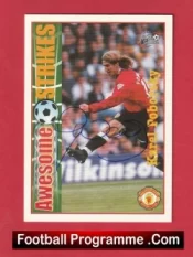 Manchester United Karel Poborsky Autographed Signed Football Card Man Utd