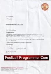 Manchester United Alex Ferguson Congratulations Letter 2011