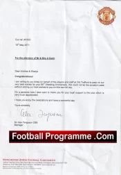 Manchester United Alex Ferguson Congratulations Letter 2011