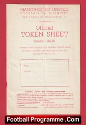 Manchester United Official Token Sheet 1962 – 1963