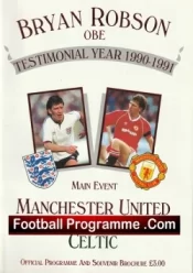 Bryan Robson Testimonial Benefit Manchester United Brochure 1991 Signed