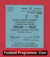 England v Wales 1962 – Football Match Ticket