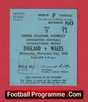 England v Wales 1962 – Football Match Ticket