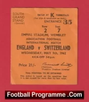 England v Switzerland 1962 – Football Match Ticket