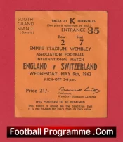 England v Switzerland 1962 – Football Match Ticket
