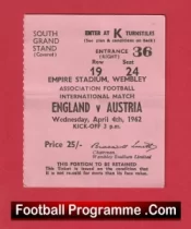 England v Austria 1962 – Football Match Ticket