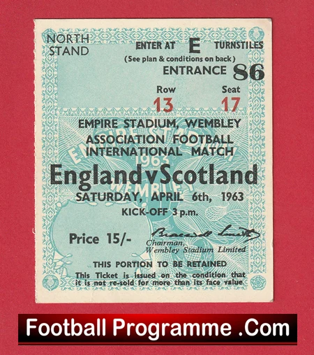 England v Scotland 1963 - Football Match Ticket - Image 2