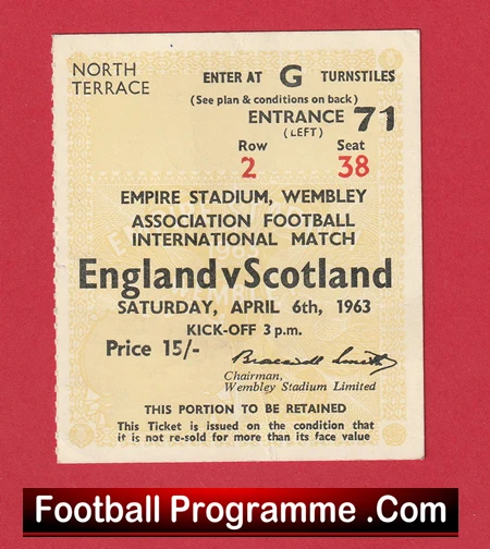 England v Scotland 1963 - Football Match Ticket - Image 2
