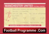 Manchester United v Liverpool 1990 – Football Match Ticket