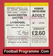 Manchester United v Liverpool 1985 – Football Match Ticket