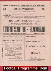  London Scottish Rugby v Blackheath 1953 - Richmond Athletic Football Programme .COM Football Programmes Memorabilia